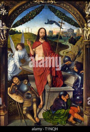 Triptyque of the Resurrection of Christ 1490 by Hans Memling ( Memlinc ) 1430 – 1494 Belgian, Belgium, Flemish, ( left wing Martyrdom of Saint Sebasti Stock Photo