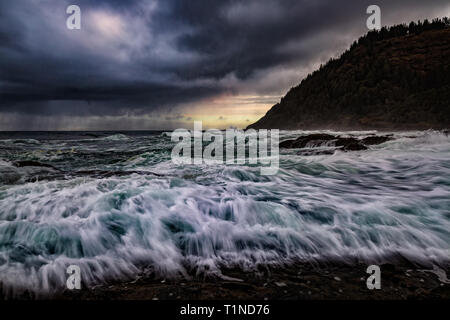 A stormy day at Thor's Well, central Oregon, USA. Color Image.st Stock Photo