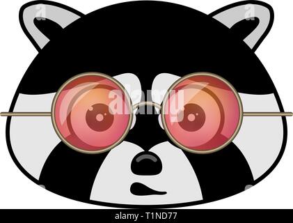 Head Of Racoon In Hipster Sunglasses Kawaii Animal Stock Illustration -  Download Image Now - iStock