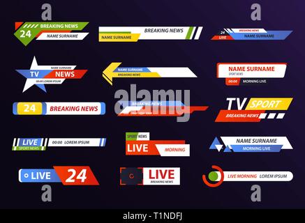 Breaking or live news logo or live tv streaming Stock Vector