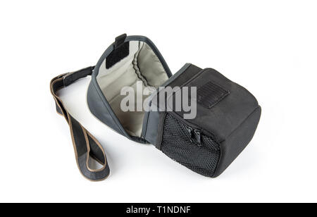 Camera case with a strap in a white Stock Photo