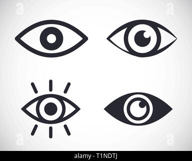 Different eye icons and symbols illustration flat design style Stock Vector