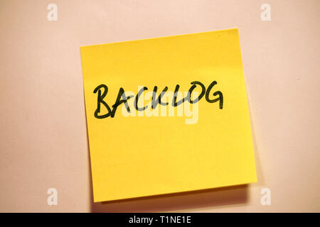 Yellow Sticky Note Scrum Agile Backlog Stock Photo