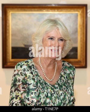 The Duchess of Cornwall meets organisers and winners of the English language essay competition Bridges between Cuba and the UK ahead of a reception at the Palacio de los Capitanes Generales in Havana, Cuba. Stock Photo