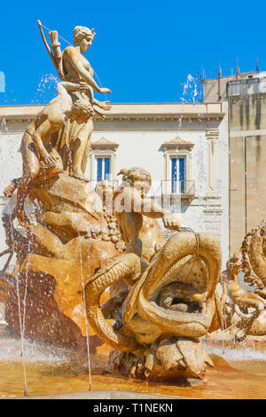 Fountain of Diana in Syracuse, Sicily island, Italy. The fountain was built in 1907 Stock Photo