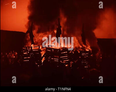 A burning hut Stock Photo