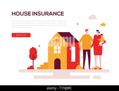 House insurance - colorful flat design style web banner Stock Vector