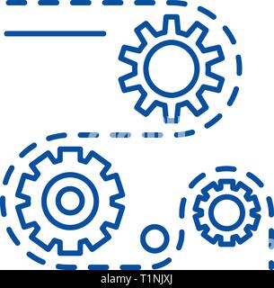 Manufacturing processes line icon concept. Manufacturing processes flat  vector symbol, sign, outline illustration. Stock Vector