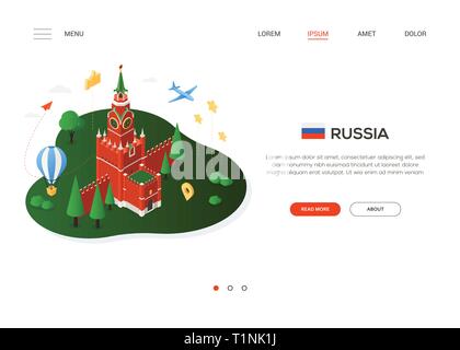 Visit Russia - modern colorful isometric web banner Stock Vector