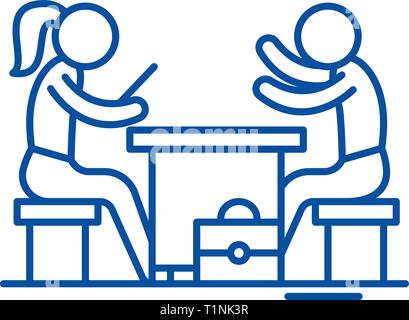 Marketing department line icon concept. Marketing department flat  vector symbol, sign, outline illustration. Stock Vector