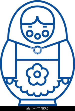 Matryoshka line icon concept. Matryoshka flat  vector symbol, sign, outline illustration. Stock Vector