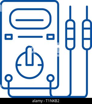 Measuring instruments line icon concept. Measuring instruments flat  vector symbol, sign, outline illustration. Stock Vector