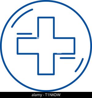 Medical cross line icon concept. Medical cross flat  vector symbol, sign, outline illustration. Stock Vector