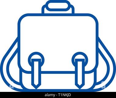 Messenger bag line icon concept. Messenger bag flat  vector symbol, sign, outline illustration. Stock Vector