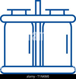 Milk cans line icon concept. Milk cans flat  vector symbol, sign, outline illustration. Stock Vector