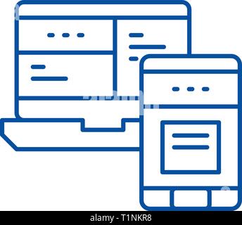 Mobile control system line icon concept. Mobile control system flat  vector symbol, sign, outline illustration. Stock Vector