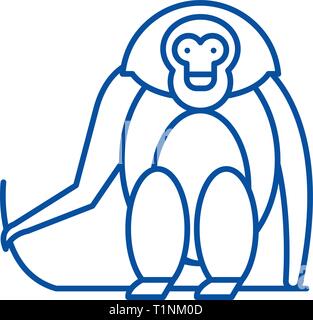 Monkey line icon concept. Monkey flat  vector symbol, sign, outline illustration. Stock Vector