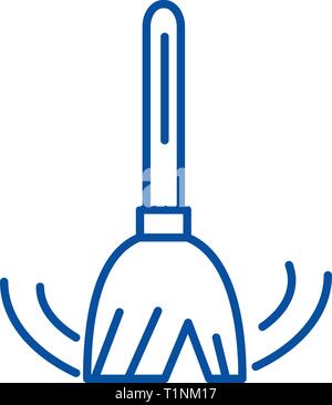 Mop, cleaning service line icon concept. Mop, cleaning service flat  vector symbol, sign, outline illustration. Stock Vector