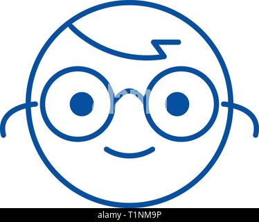 Nerdy emoji line icon concept. Nerdy emoji flat  vector symbol, sign, outline illustration. Stock Vector