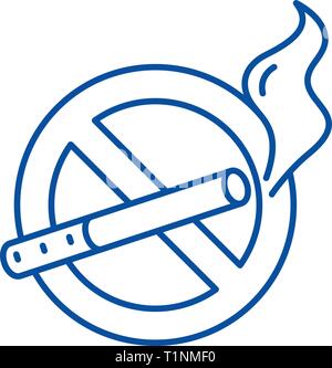 No smoking line icon concept. No smoking flat  vector symbol, sign, outline illustration. Stock Vector