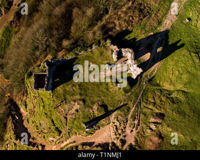 Pennard Castle or Penmaen Castle, overlooking Three Cliffs Bay, Gower, Swansea, Wales, UK Stock Photo