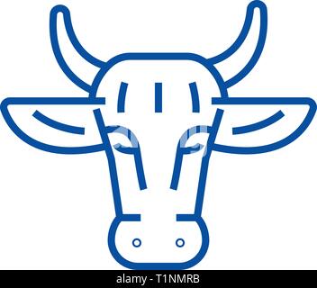 Ogranic beef line icon concept. Ogranic beef flat  vector symbol, sign, outline illustration. Stock Vector