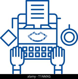Online copywriting line icon concept. Online copywriting flat  vector symbol, sign, outline illustration. Stock Vector