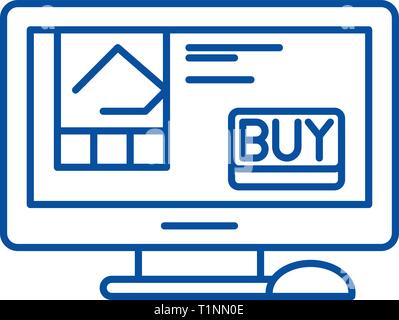 Online retail line icon concept. Online retail flat  vector symbol, sign, outline illustration. Stock Vector