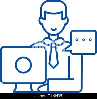 Operational meeting line icon concept. Operational meeting flat  vector symbol, sign, outline illustration. Stock Vector