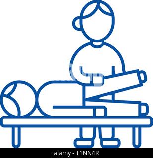 Osteopathy,manual therapy,massage line icon concept. Osteopathy,manual therapy,massage flat  vector symbol, sign, outline illustration. Stock Vector