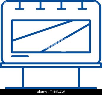 Outdoor advertising line icon concept. Outdoor advertising flat  vector symbol, sign, outline illustration. Stock Vector