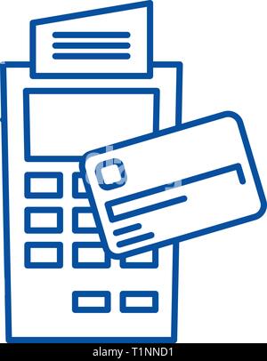 Payment by non cash money line icon concept. Payment by non cash money flat  vector symbol, sign, outline illustration. Stock Vector