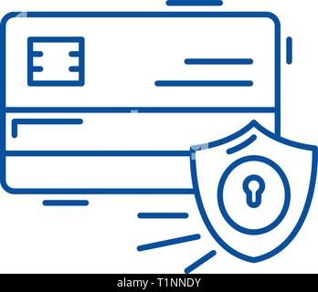 Payment security line icon concept. Payment security flat  vector symbol, sign, outline illustration. Stock Vector