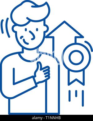 Personal achievement line icon concept. Personal achievement flat  vector symbol, sign, outline illustration. Stock Vector