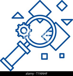 Fact search line icon concept. Fact search flat  vector symbol, sign, outline illustration. Stock Vector