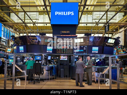 The trading floor of the New York Stock Exchange NYSE at the closing bell. Stock Photo