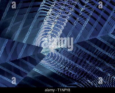 Dotted technology background with stripes and spirals - vector illustration Stock Vector