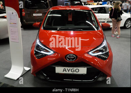 Salzburg, Austria - March 23rd, 2019: The little Toyota AYGO at the car show Stock Photo
