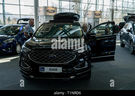 Salzburg, Austria - March 23rd, 2019: The new Ford Edge at the car expo Stock Photo