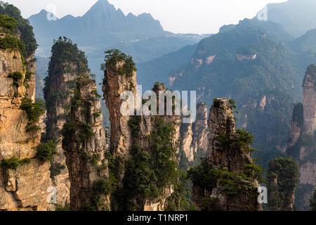 The panorama called gathering soldiers in Laowuchang area in the Wulingyuan National Park, Zhangjiajie, Hunan, China. Wulingyuan National park was the Stock Photo