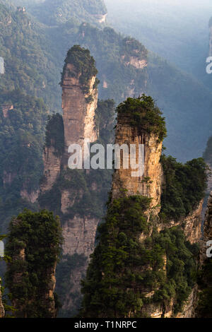 The panorama called gathering soldiers in Laowuchang area in the Wulingyuan National Park, Zhangjiajie, Hunan, China. Wulingyuan National park was the Stock Photo