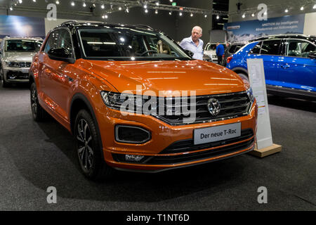 Salzburg, Austria - March 23rd, 2019: The new VW T-ROC at the show Stock Photo