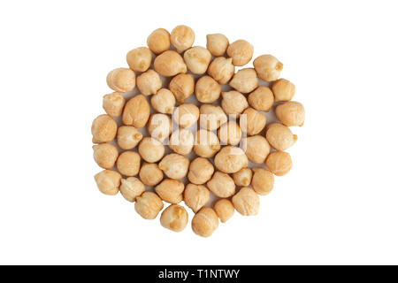 A handful of chickpea seeds close-up. Isolate View from above. Stock Photo
