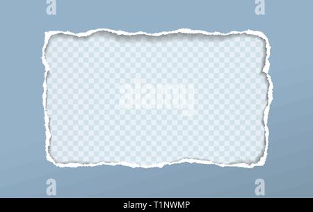 Torn blue paper frame for text on squared background. Vector illustration Stock Vector