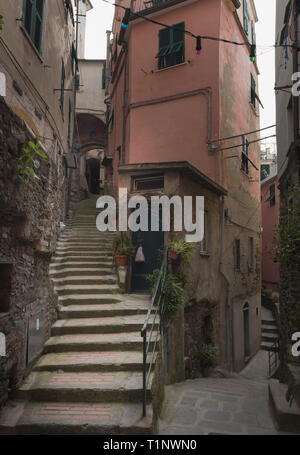 Vernazza small street with stairs Stock Photo