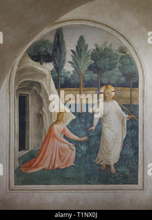 Fresco 'Noli me tangere' by Italian Early Renaissance painter Fra Angelico (1440-1442) painted on the wall in the monk's cell at the San Marco Convent (Convento di San Marco), now the San Marco Museum (Museo Nazionale di San Marco) in Florence, Tuscany, Italy. Stock Photo