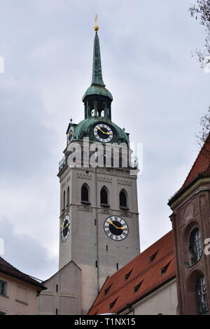 The clock tower 'alter Peter' in the downtown of munich Stock Photo