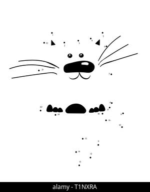 Connect the dots game. Cat printable worksheet for kids. Can be used as ...