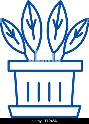 Indoor plant line icon concept. Indoor plant flat  vector symbol, sign, outline illustration. Stock Vector