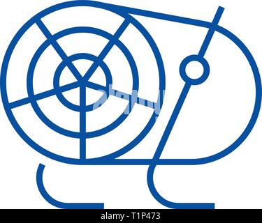 Industrial fan, heater line icon concept. Industrial fan, heater flat  vector symbol, sign, outline illustration. Stock Vector